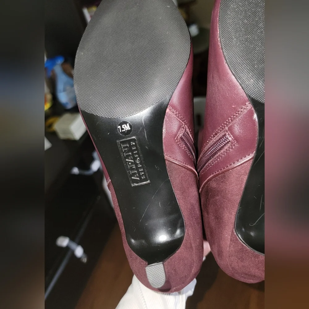 Alfani Harpper l Malbec Leather Dark Mauve 2.5" Heel Women Boots Size 7.5 M - Picture 10 of 12